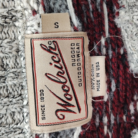 Woolrich Cardigan Sweater gray and maroon size small button up vintage - Picture 4 of 5